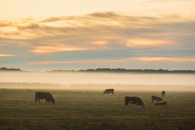 Morning fog over the pastures